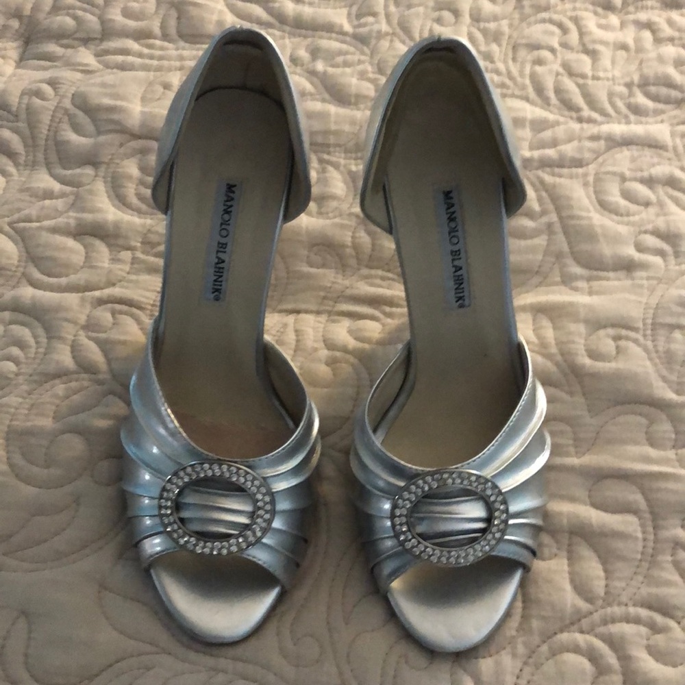 Manolo Blahnik silver shoes